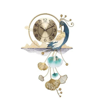 Chinese Metal Peacock Wall Clock