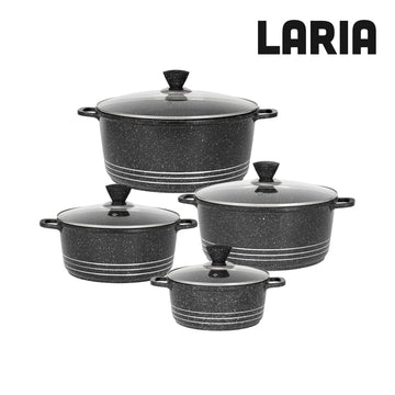 Laria Stockpot Set 4pc Black Marbled