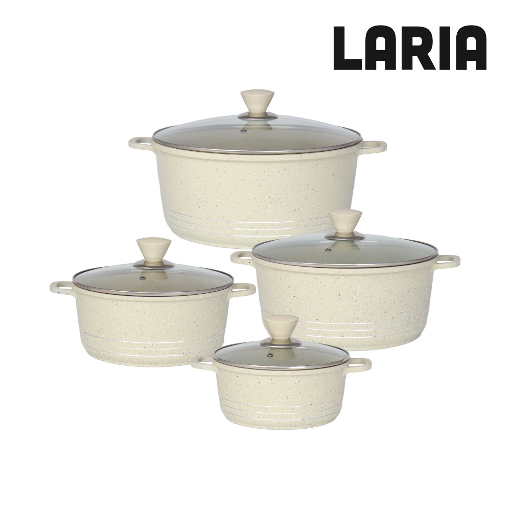 Laria Stockpot Set 4pc Cream Marbled
