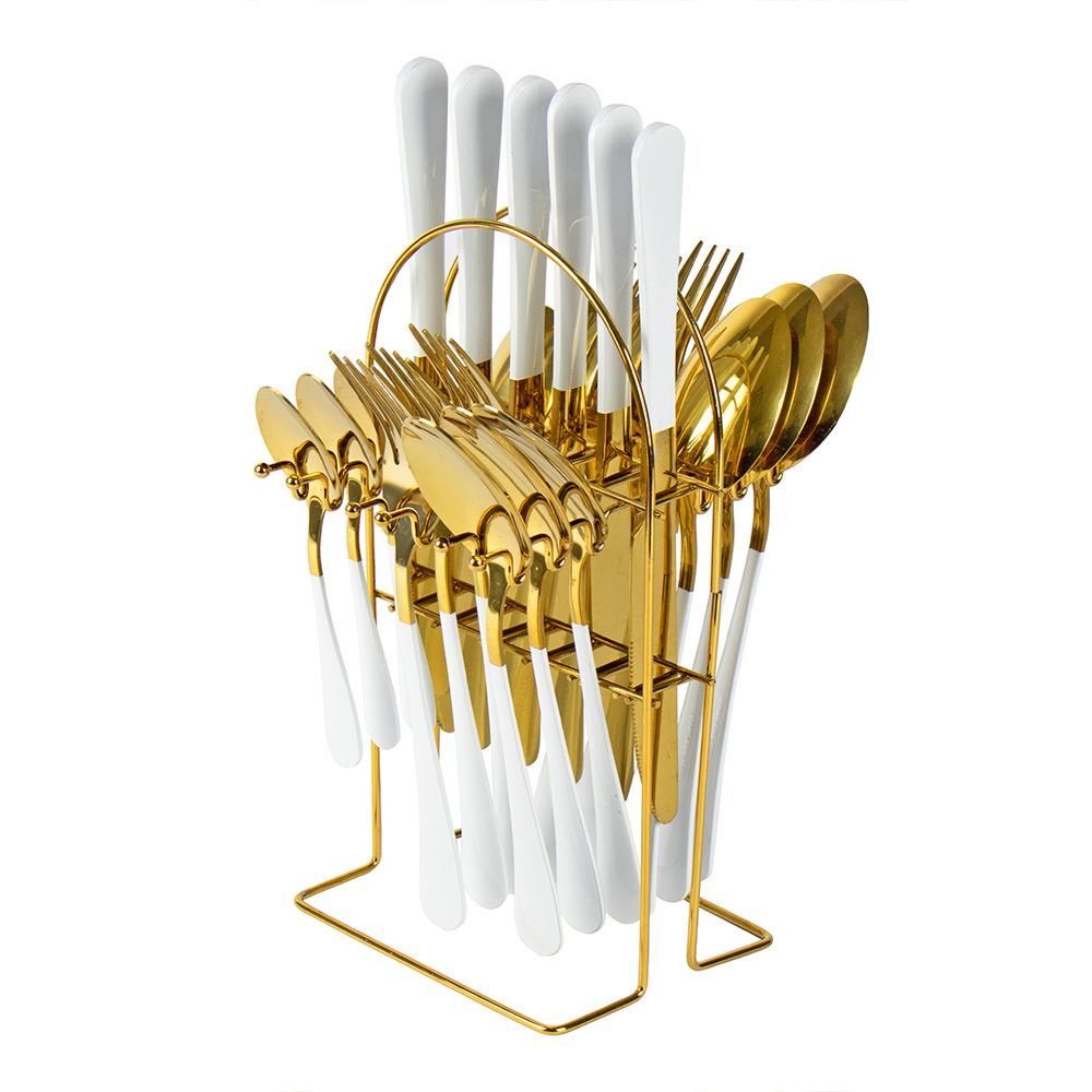 Cutlery Set 24pc Gold-White