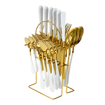 Cutlery Set 24pc Gold-White