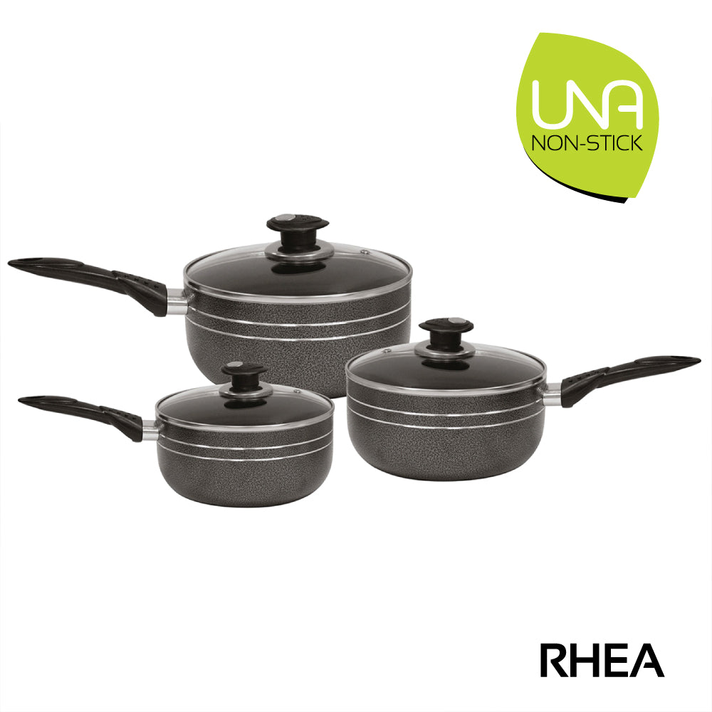 Una Non-Stick Saucepan Set 3pc Rhea 22-26cm