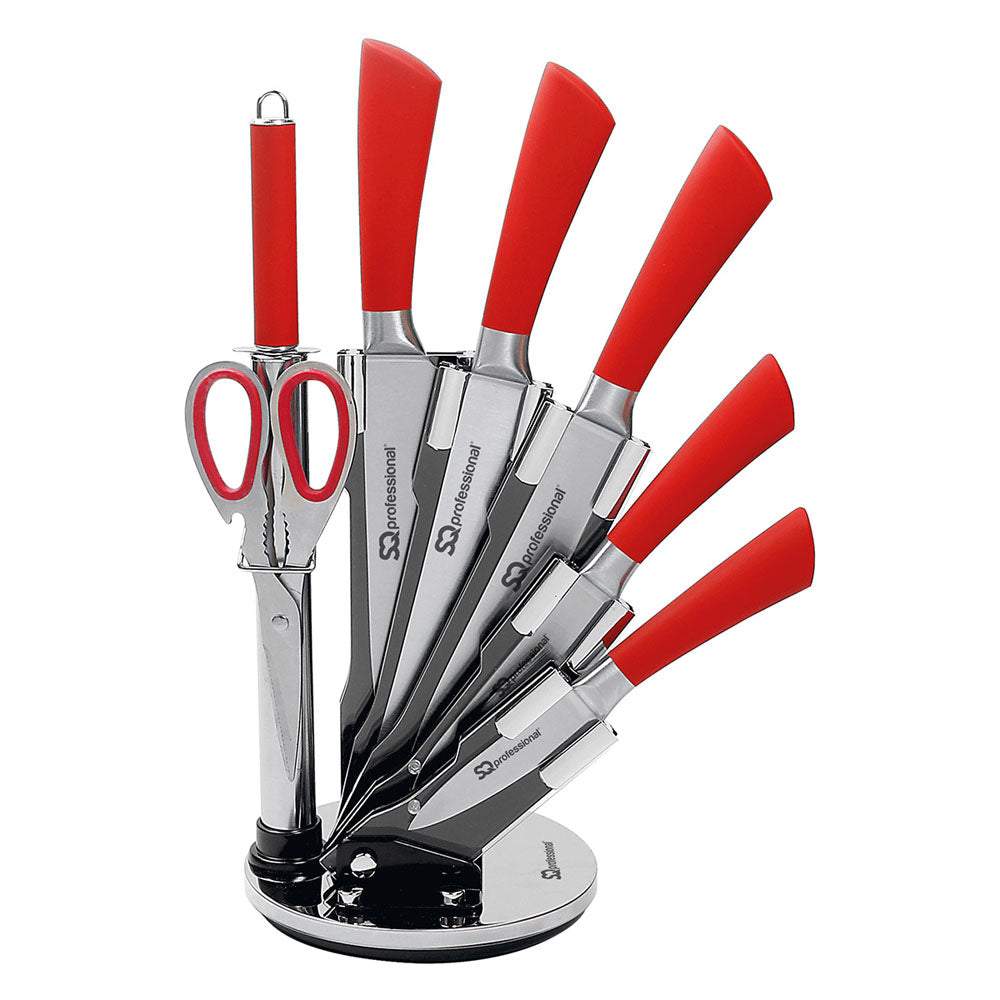 Kitchen Knife Set 8pc Red