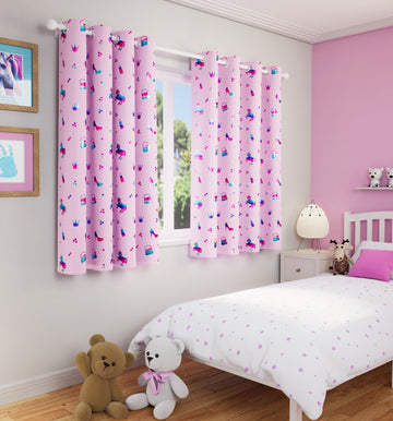 Charm Metallic Print Kids Readymade Curtain