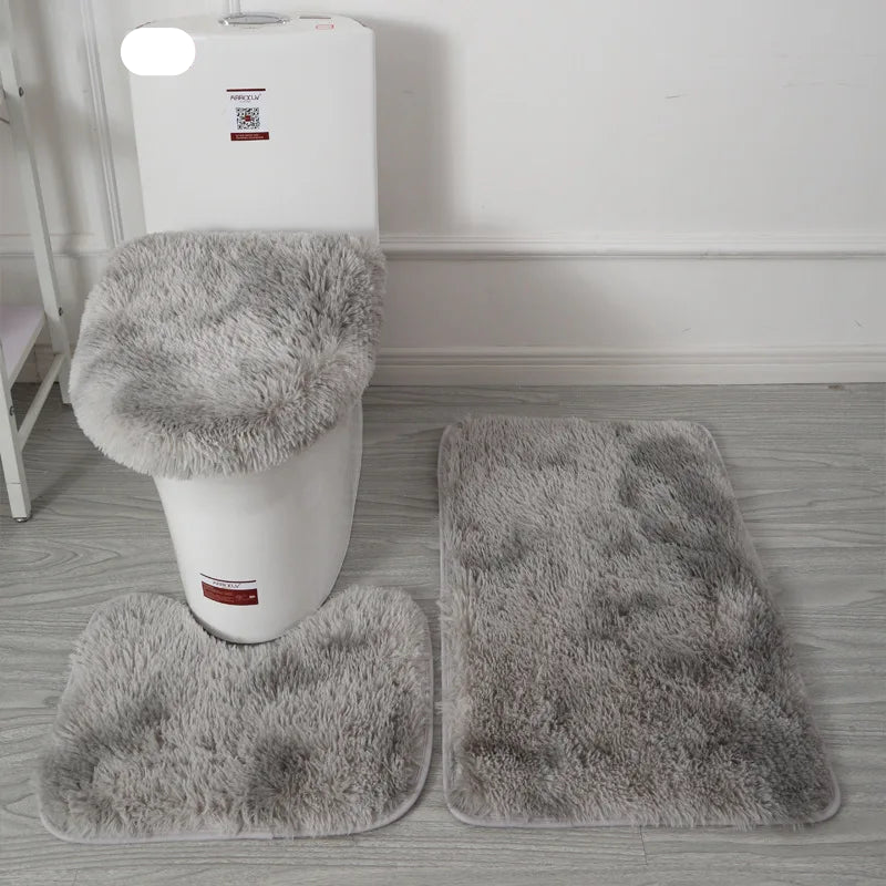 Three-pieces set Hairy Toilet Carpet