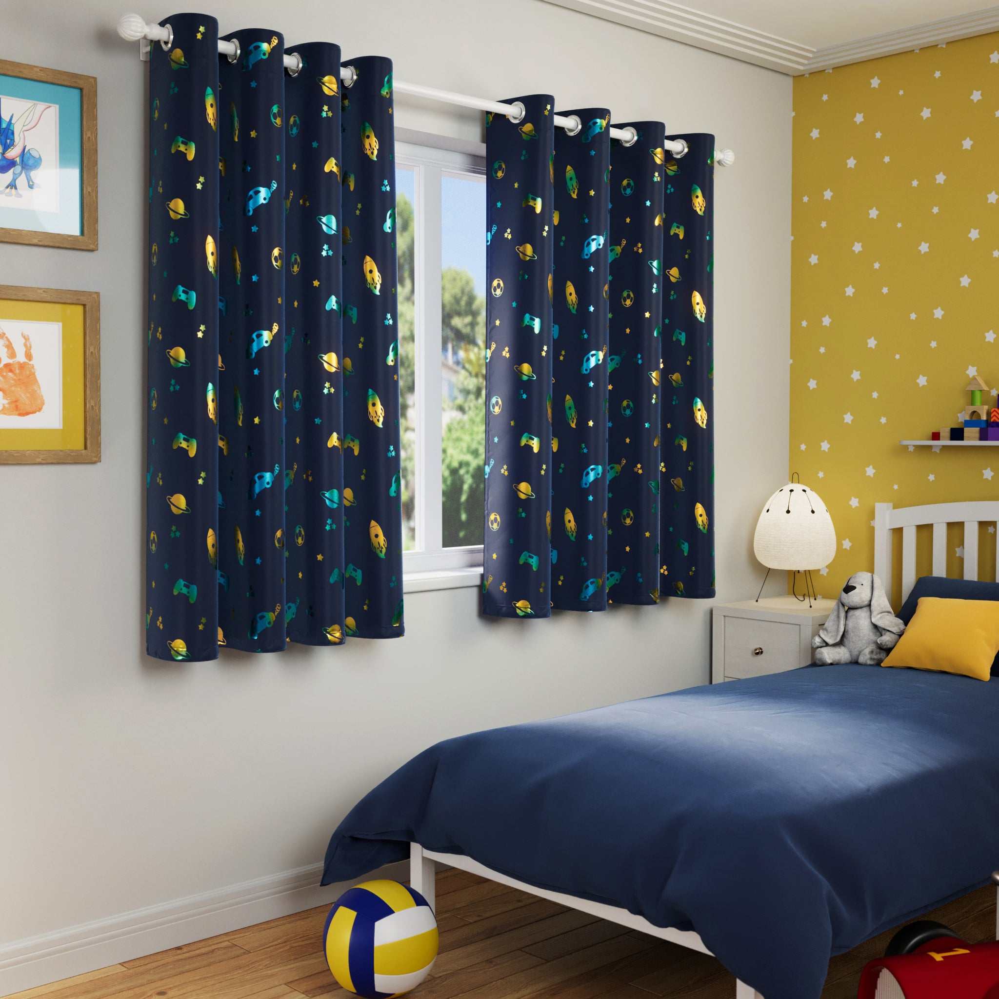 Infinity Metallic Print Kids Readymade Curtain